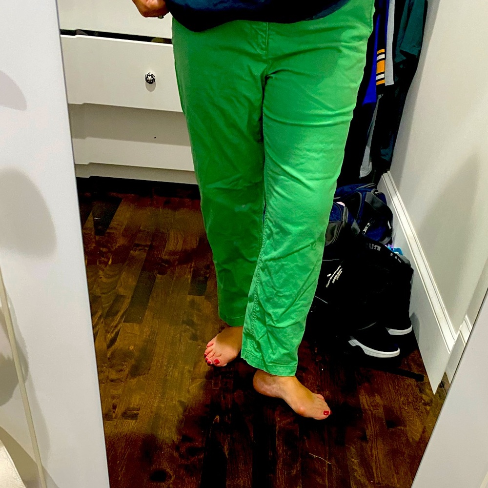 Green ankle length pants